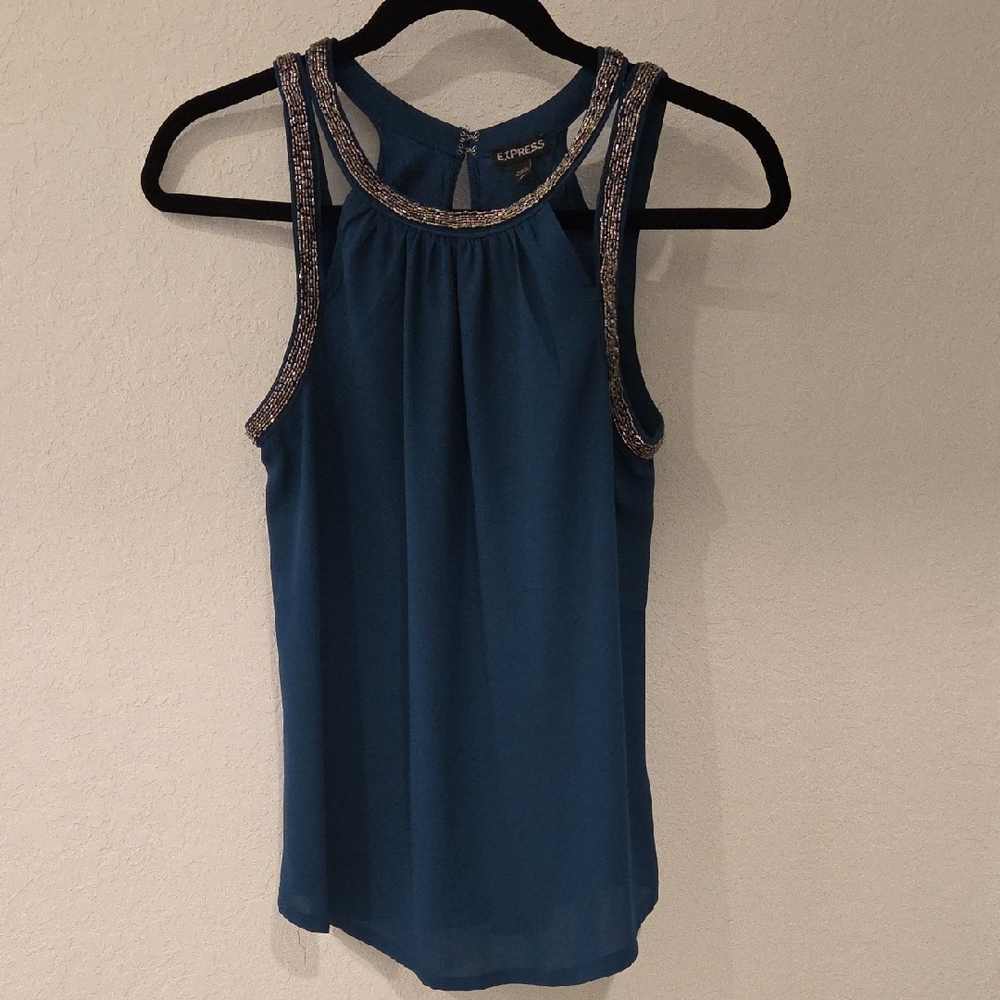 Express Teal Tank Top with Sparkling Trim